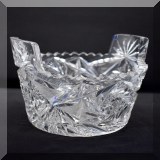 G08. Bucket shaped cut crystal vase.  